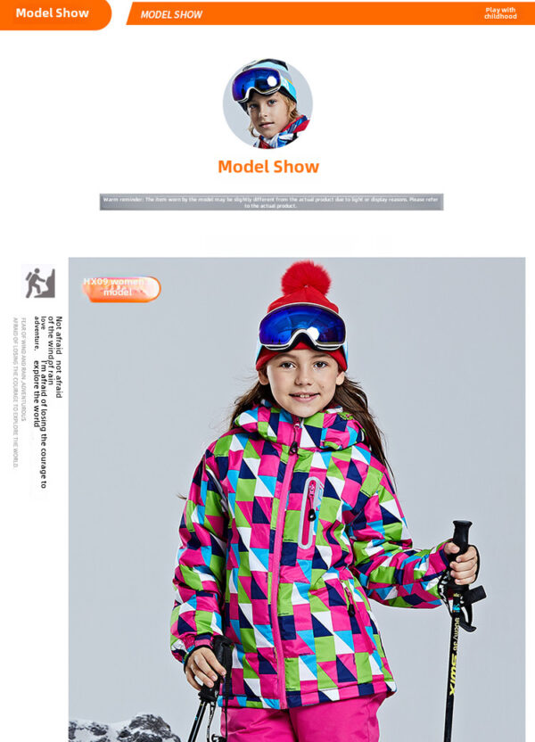 Kid's outdoor thickened waterproof ski jacket - Image 7