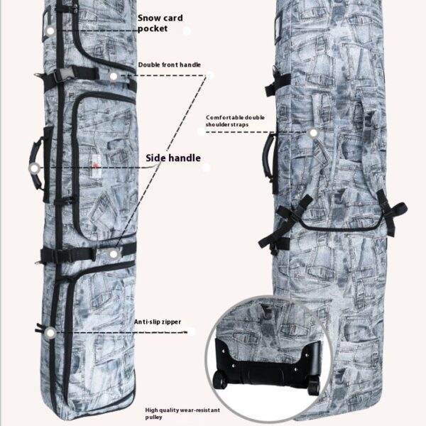 Double shoulder snowboard bag with wheels - Image 2