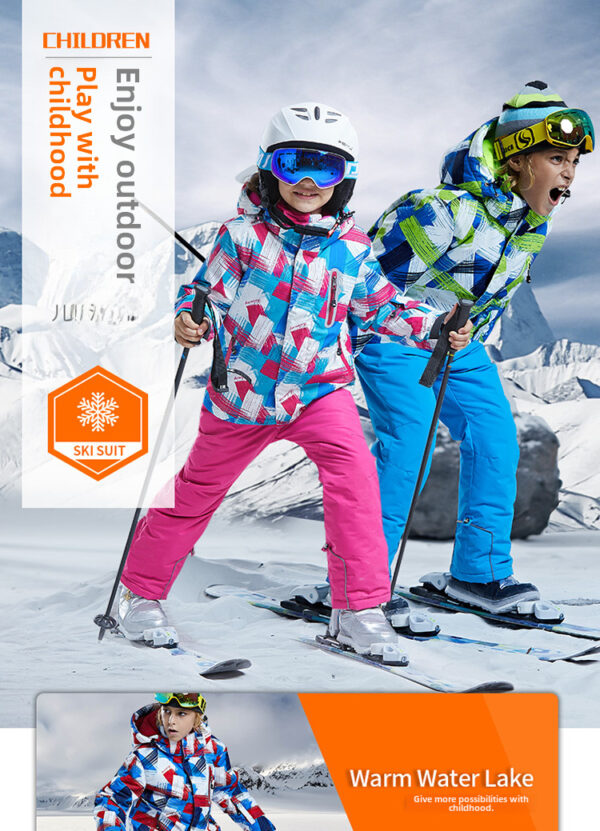 Kid's outdoor thickened waterproof ski jacket - Image 6